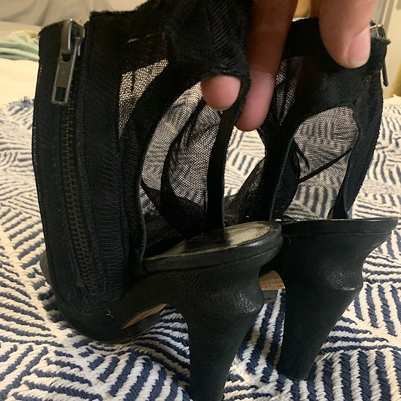 LD Tuttle Womens 7 Vero Cuoio Mesh Zip up Peep Toe Heels - Picture 5 of 11